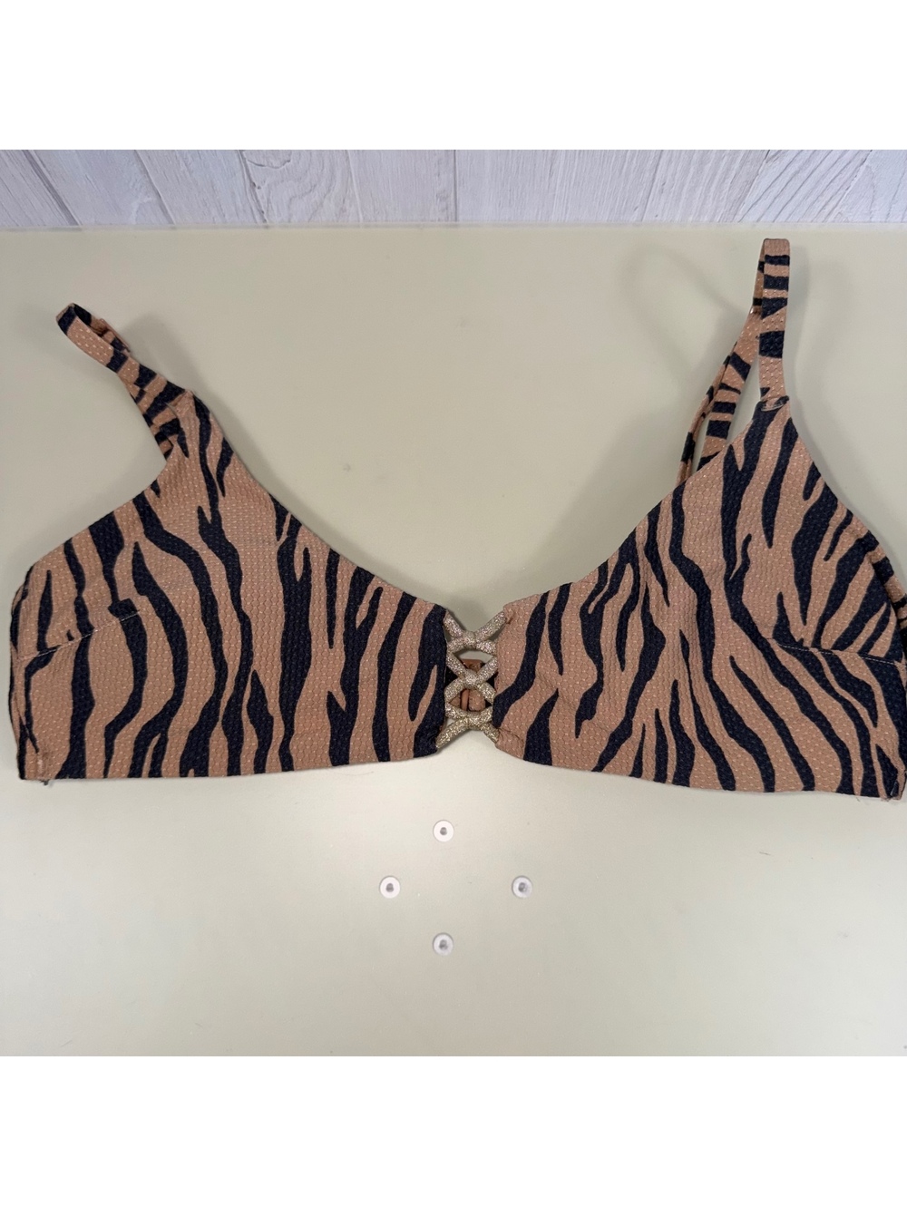 Aerie Zebra Print Scoop Bikini Top Size M